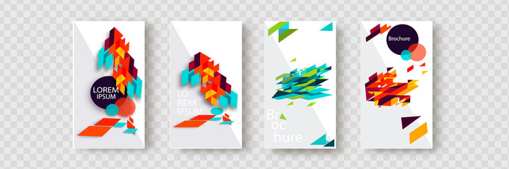 Covers with geometric pattern. Shapes with gradients composition.On a transparent background