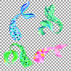 Watercolor mermaid clip art