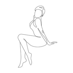 Woman Body Line Drawing. Abstract Minimal Female Figure Icon, Logo. Continuous One Line Woman Nude Illustration. Modern Trendy Contour Drawing. Vector EPS 10.
