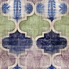 Seamless Moroccan inspired highly textured pattern for surface print. High quality illustration. Stylized chic ornate ogee or quatrefoil pattern. Luxury ornamental oriental symmetric shape repeat.