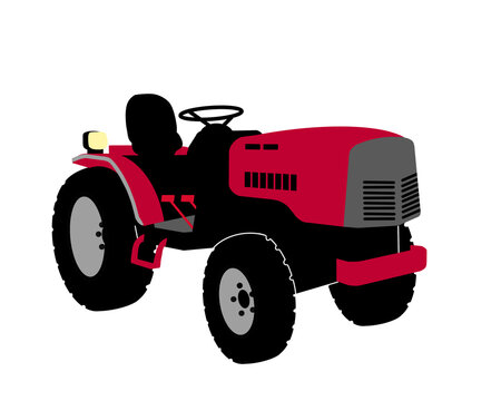 Field Tractor For Agriculture And Farming. Farmer Vehicle Illustration On White Background 