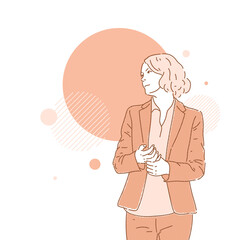 A business lady in a suit. A template for your design and text placement. Vector illustration.