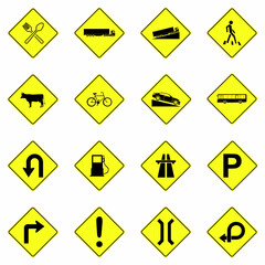 Traffic road signs bundle vector graphics