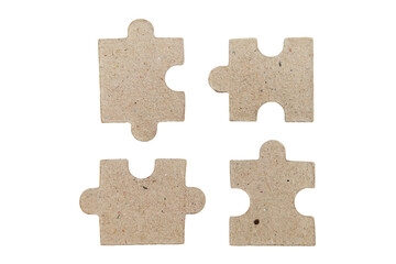 top view of puzzle jigsaw on white background