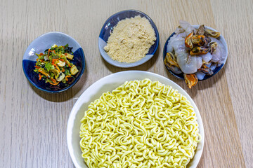 해물라면재료