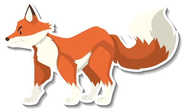 A sticker template of fox cartoon character