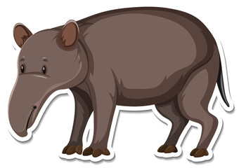 A sticker template of tapir cartoon character