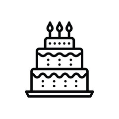 Black line icon for cake