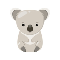 Cute koala on a white background. Children's illustration of an animal in a cartoon style.