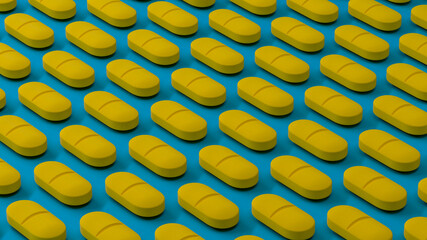 pile of colorful pills and tabs 3d rendering,conceptual image.