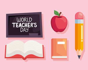 world teachers day icon set