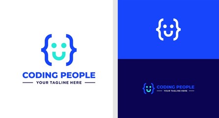 CODING PEOPLE LOGO DIGITAL NEGATIVE SPACE EDITABLE