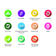 Icon set Label Badge organic stamp mark