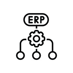 Black line icon for erp