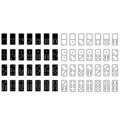 Set of Dominoes icon on white background. domino tiles black sign. Abstract concept 28 pieces for game graphic symbol. flat style.