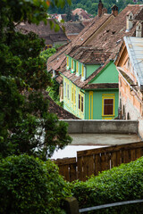 Fototapeta na wymiar ルーマニア　トランシルヴァニア地方のシギショアラの歴史地区の街並み