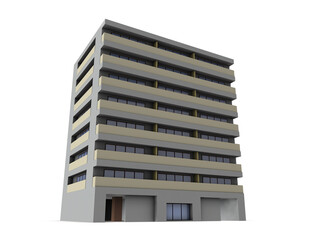 ミニチュアのマンション。3Dレンダリング。白バック。