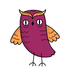 Cute owl, wild bird. Mystic. Halloween. Doodle style illustration