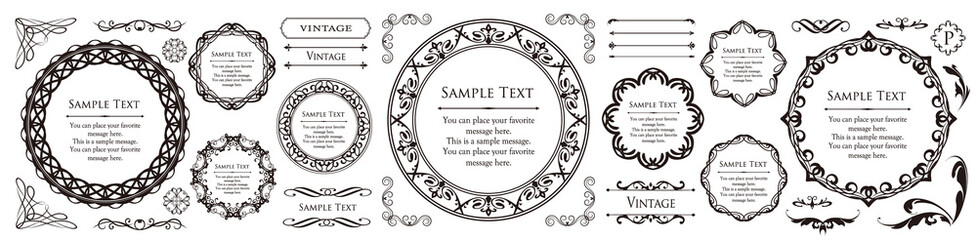 エレガントなフレームデザイン。アンティークな装飾デザイン。高級感のあるデザインマテリアル