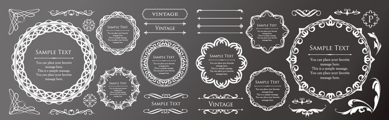 エレガントなフレームデザイン。アンティークな装飾デザイン。高級感のあるデザインマテリアル