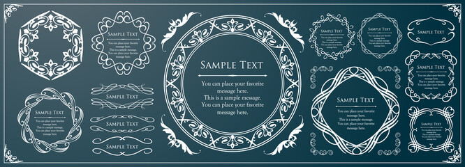 エレガントなフレームデザイン。アンティークな装飾デザイン。高級感のあるデザインマテリアル