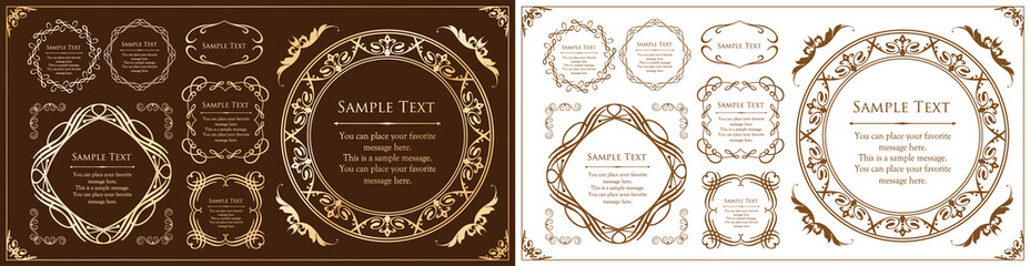 エレガントなフレームデザイン。アンティークな装飾デザイン。高級感のあるデザインマテリアル