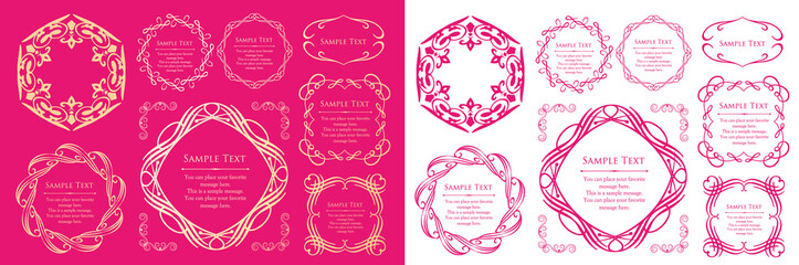 エレガントなフレームデザイン。アンティークな装飾デザイン。高級感のあるデザインマテリアル