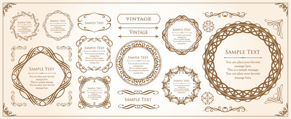 エレガントなフレームデザイン。アンティークな装飾デザイン。高級感のあるデザインマテリアル