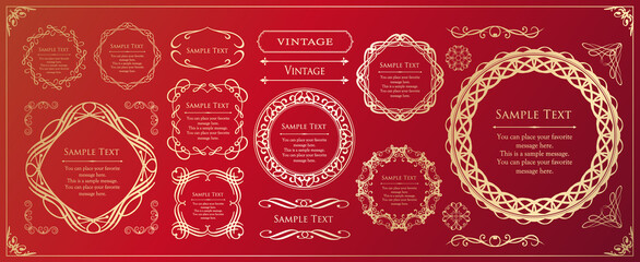 エレガントなフレームデザイン。アンティークな装飾デザイン。高級感のあるデザインマテリアル