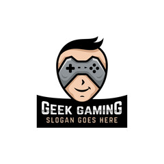 geek gaming mascot character with stick game for e sport player logo template