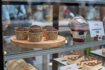 showcase with desserts