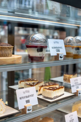 showcase with desserts