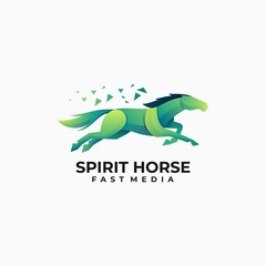 Fototapeta premium Vector Logo Illustration Horse Gradient Colorful Style.