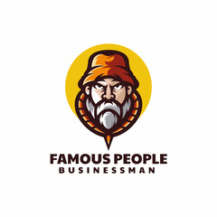 Vector Logo Illustration Businessman Simple Mascot Style.