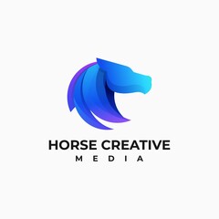 Vector Logo Illustration Horse Gradient Colorful Style.