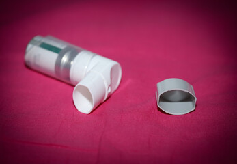 White asthma inhaler close up