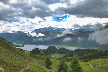 Landscape on the Swiss Alps before a thunderstorm