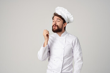 male cook Cooking culinary industry light background