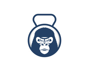 Gorilla head in the gym kettle bell