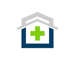 Obraz premium Abstract real estate house with medical cross symbol inside