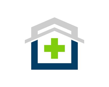 Abstract real estate house with medical cross symbol inside