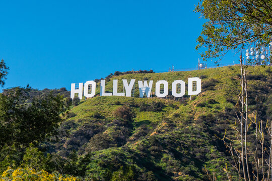 Hollywood sign in the hills of Hollywood - CALIFORNIA, UNITED STATES - MARCH 18, 2019