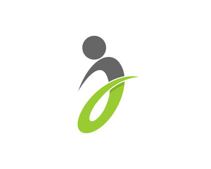 J Letter with swoosh people shape