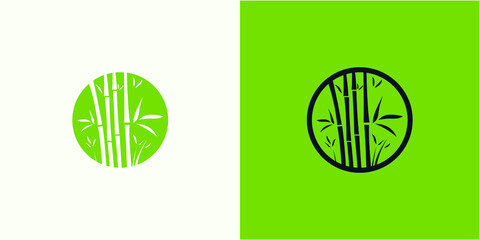 Minimalist lineart bamboo tree logo icon
