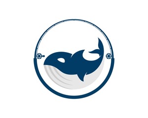 Circle fishing rope with jumping whale inside