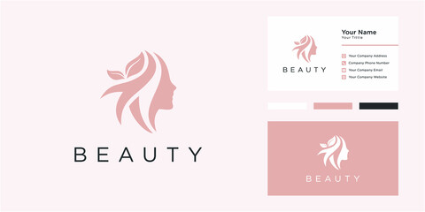 Beauty women logo design and business card, good use for fashion, salon, spa logo