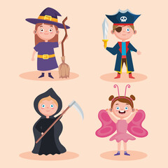 halloween kids icon set