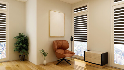 frame poster canvas in the home living room with minimalist design interior