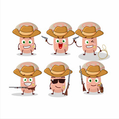 Cool cowboy coral milky cap cartoon character with a cute hat