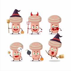 Halloween expression emoticons with cartoon character of coral milky cap